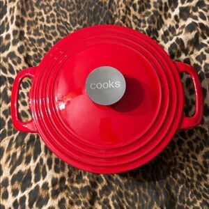 Cooks Red Enamel Dutch Oven with Stainless Knob